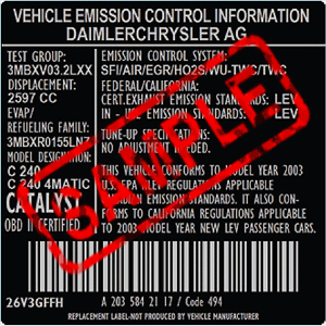 EMISSION CONTROL LABEL