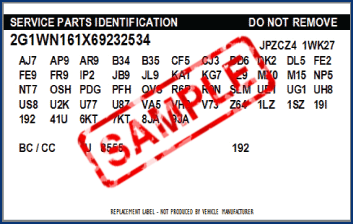 Parts and Service Label