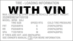 TIRE AND LOADING LABEL with VIN