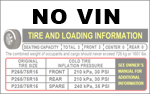 TIRE AND LOADING LABEL W/O VIN
