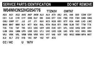 Parts and Service Label