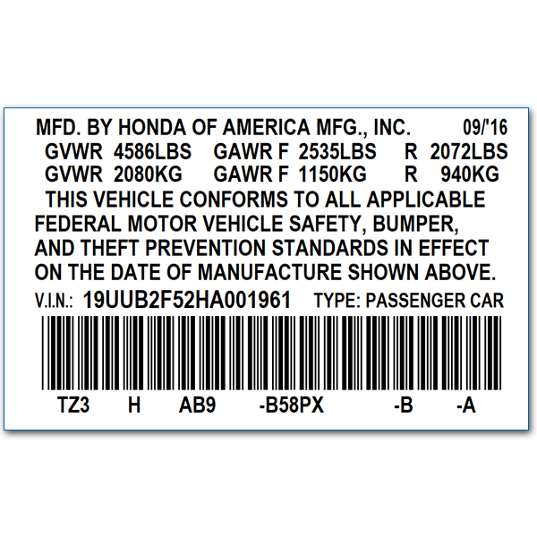 thumbnail image 2 of NOS 1969-1971 Pontiac & Trans Am GM VIN Safety Certification Label – Blue Decal 2 of 6